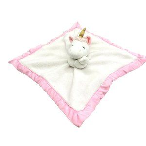 Carters Kids Preferred Unicorn White with Pink Trim Lovey Plush Security Blanket